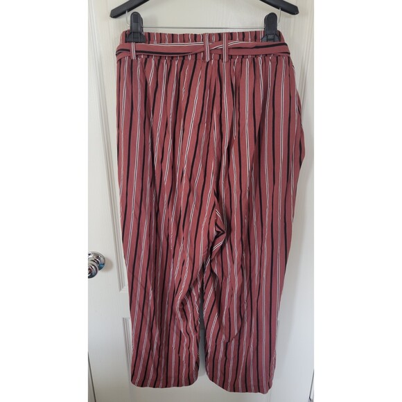 Torrid Rust Red Stripe Challis Tie Front Wide Leg Pant - Picture 2 of 4